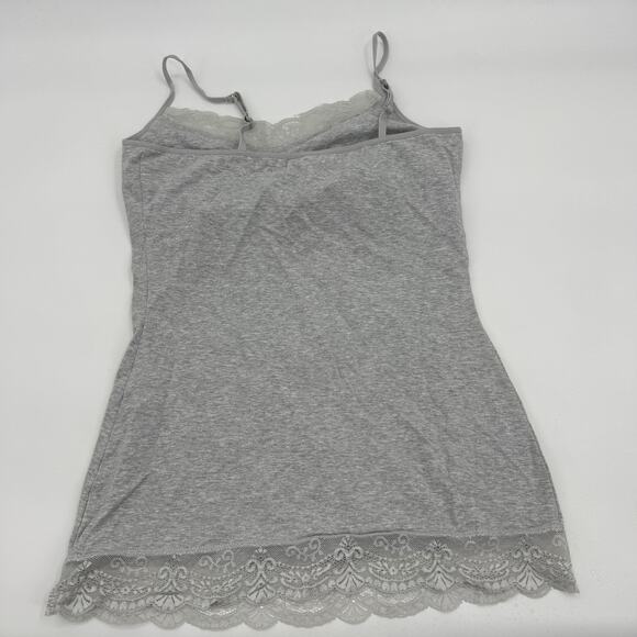 EXPRESS Lace Trim Bra Cami Tank Top Size M Grey Stretch Romantic Preppy Y2K - Picture 2 of 6